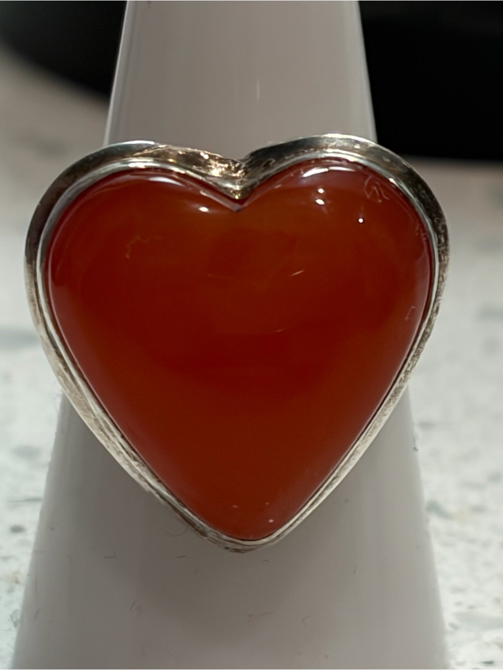 Handcrafted Red Carnelian Natural Stone on .925 Solid Sterling Silver- SIZE 7